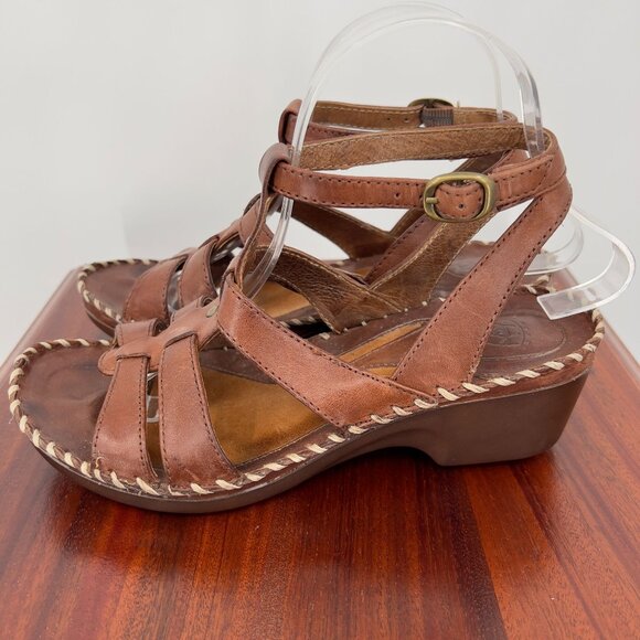 Ariat Women's Leather Brown Wedge Ankle Sandals Size 8B - Picture 3 of 11
